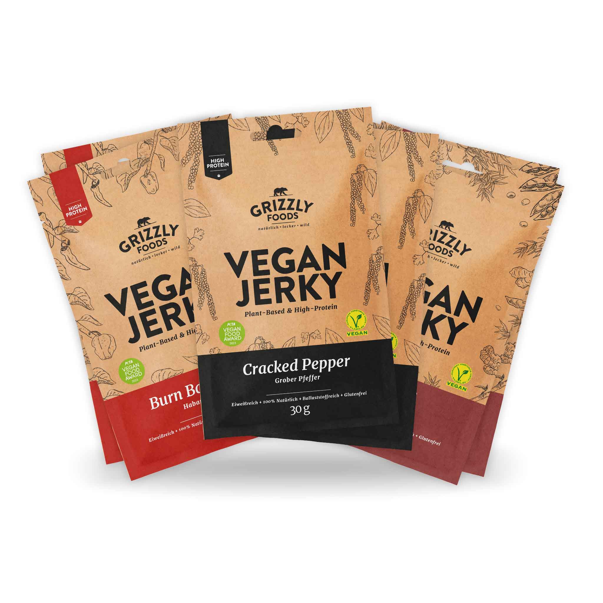 Vegan Jerky Probierset 100 natürliche Zutaten und 40 Eiweiß