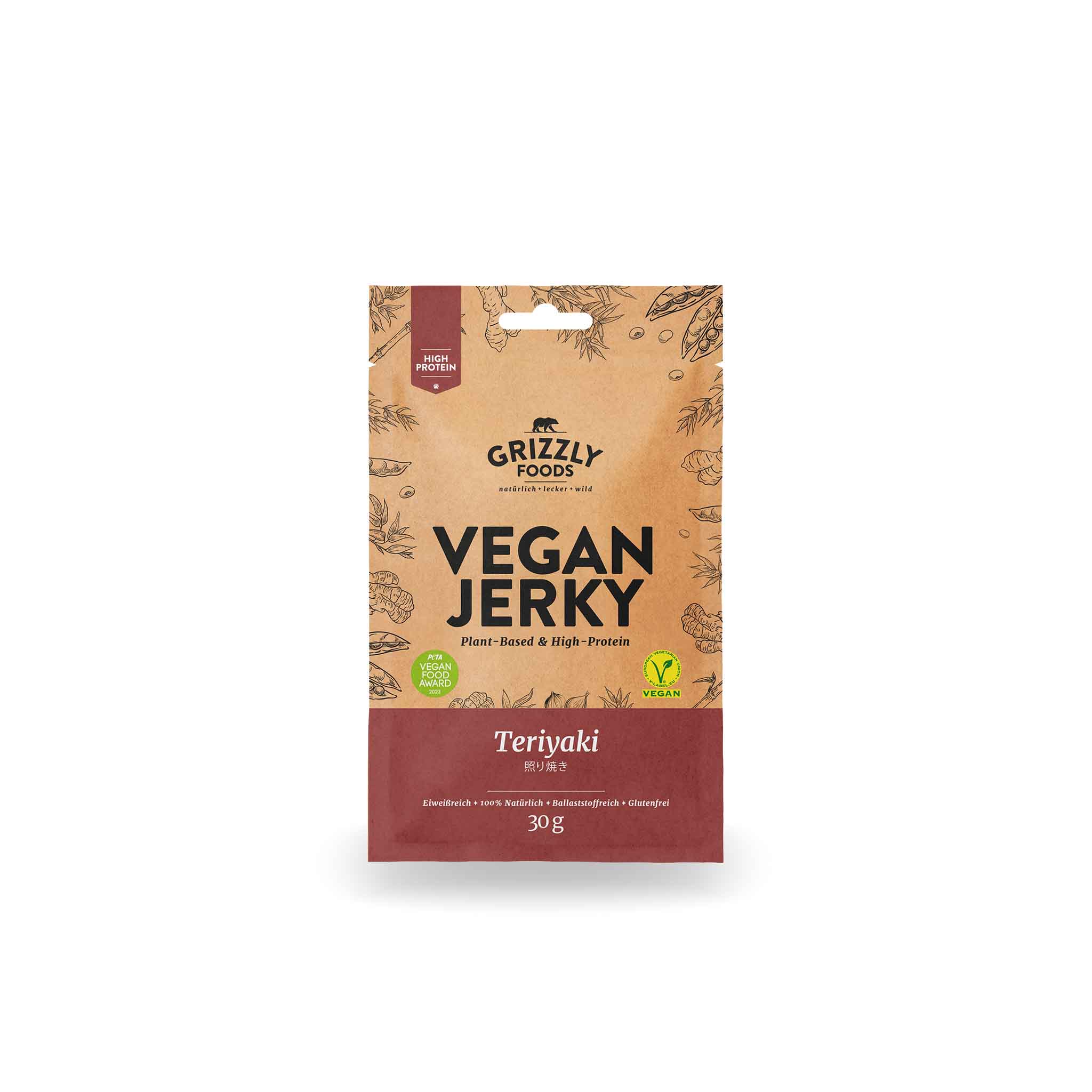 Vegan Jerky Teriyaki 100 natürliche Zutaten und 40 Eiweiß