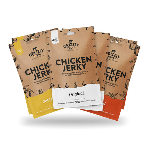 Chicken Jerky Probierset mit Original, Golden Grill und Firebird