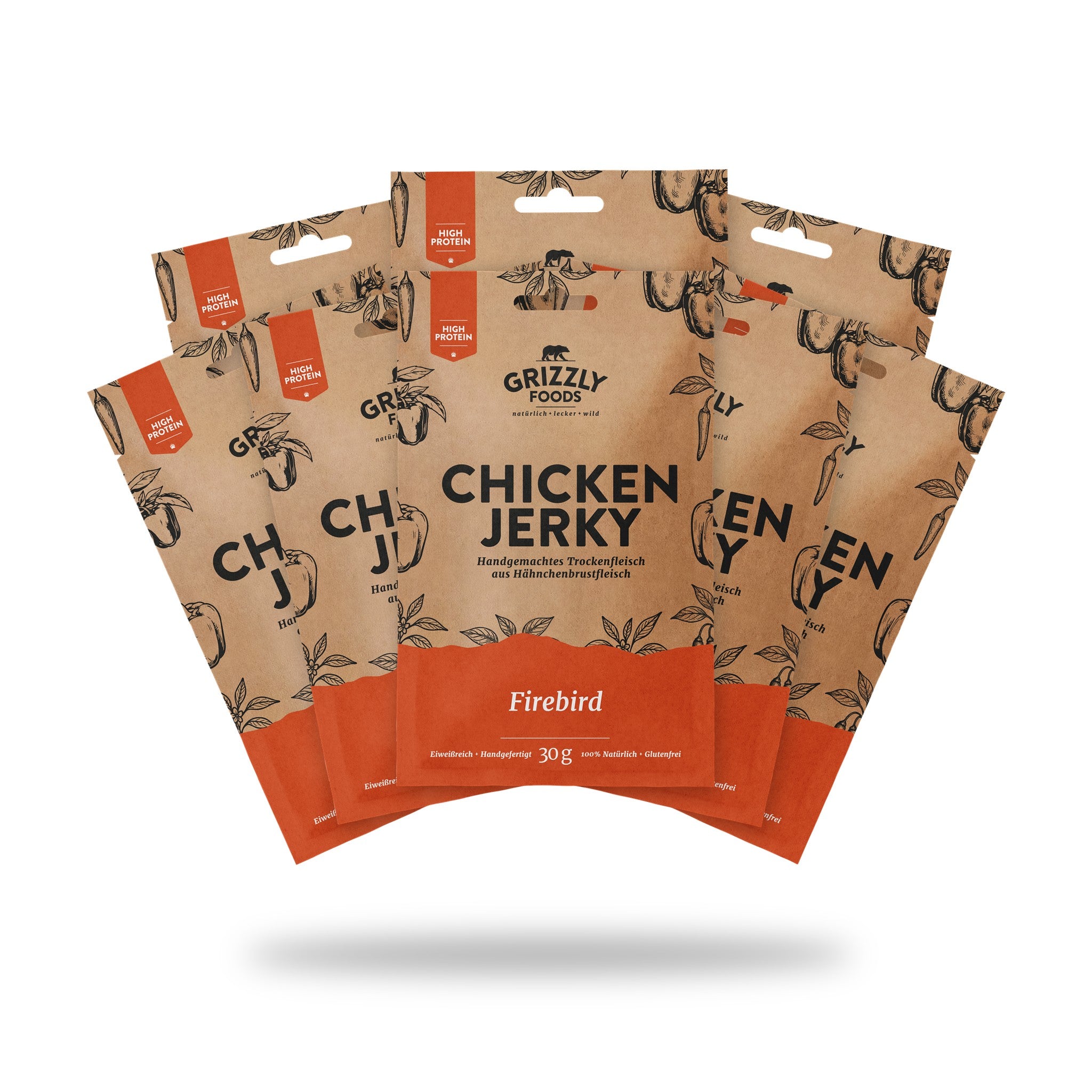 Chicken Jerky Firebird, 8 Beutel à 30 g