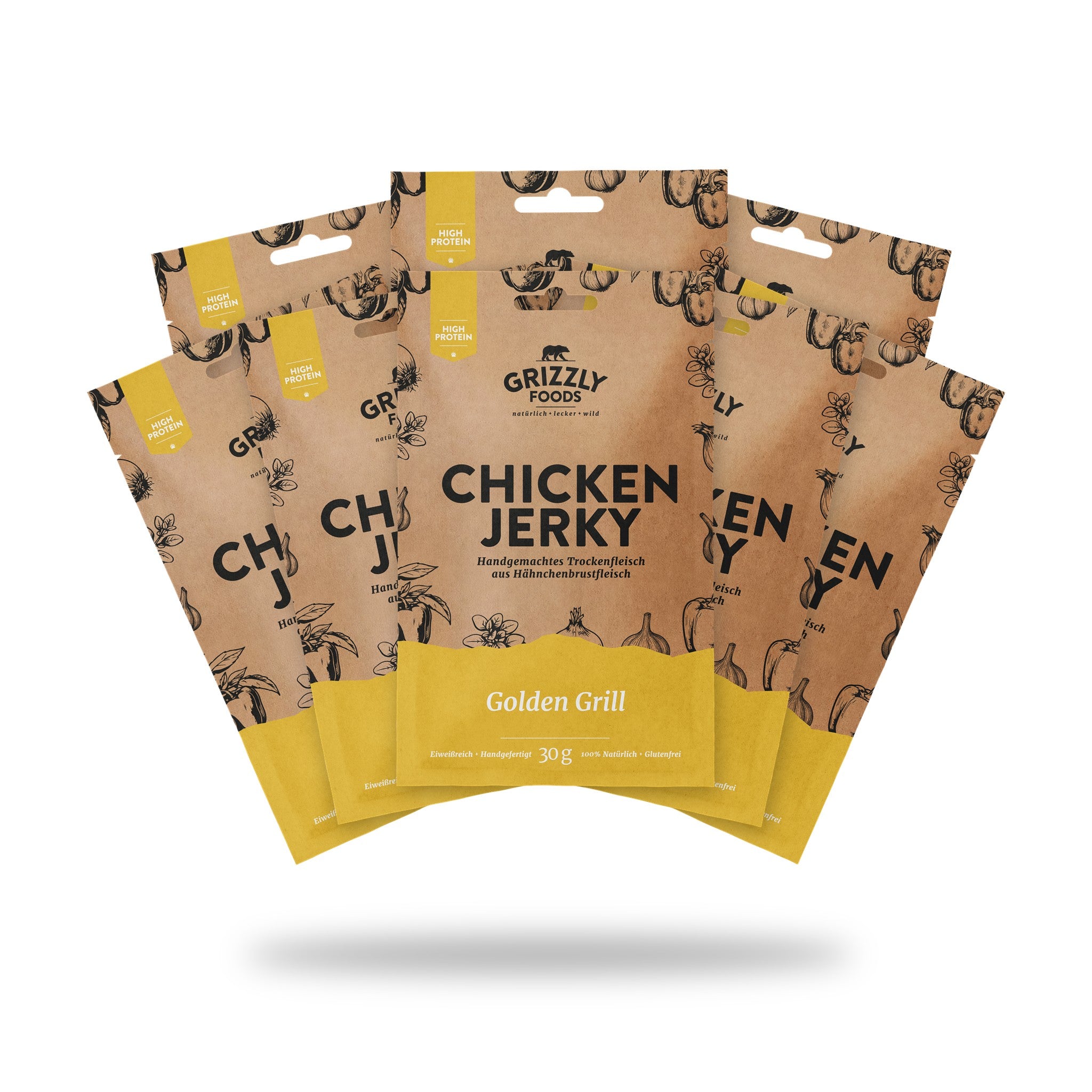 Chicken Jerky Golden Grill, 8 Beutel à 30 g