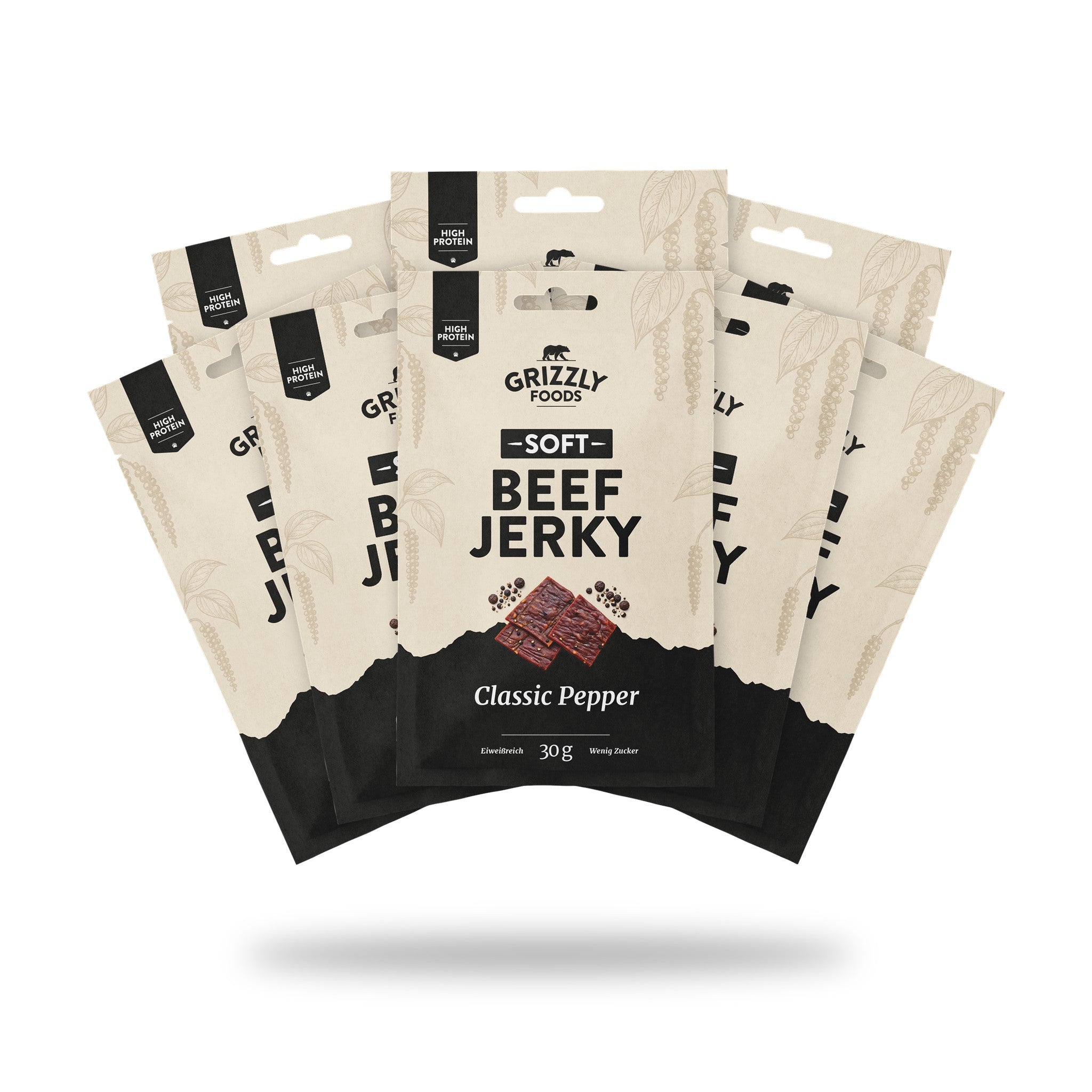 Soft Beef Jerky Classic Pepper, 8 Beutel à 30 g