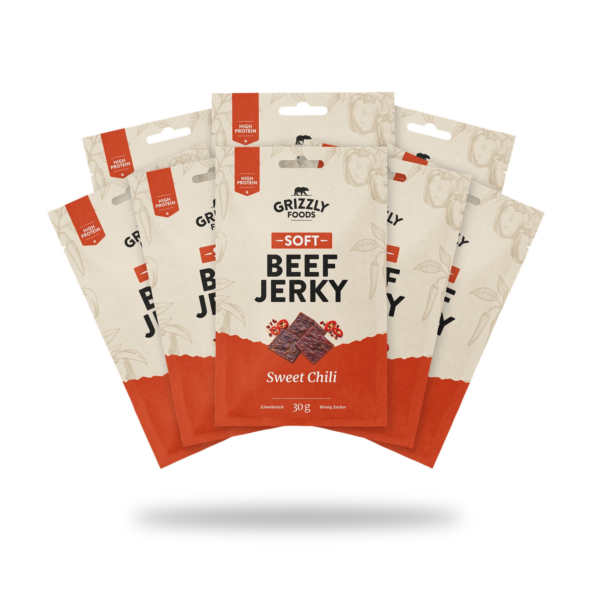 Soft Beef Jerky Sweet Chili, 8 Beutel à 30 g