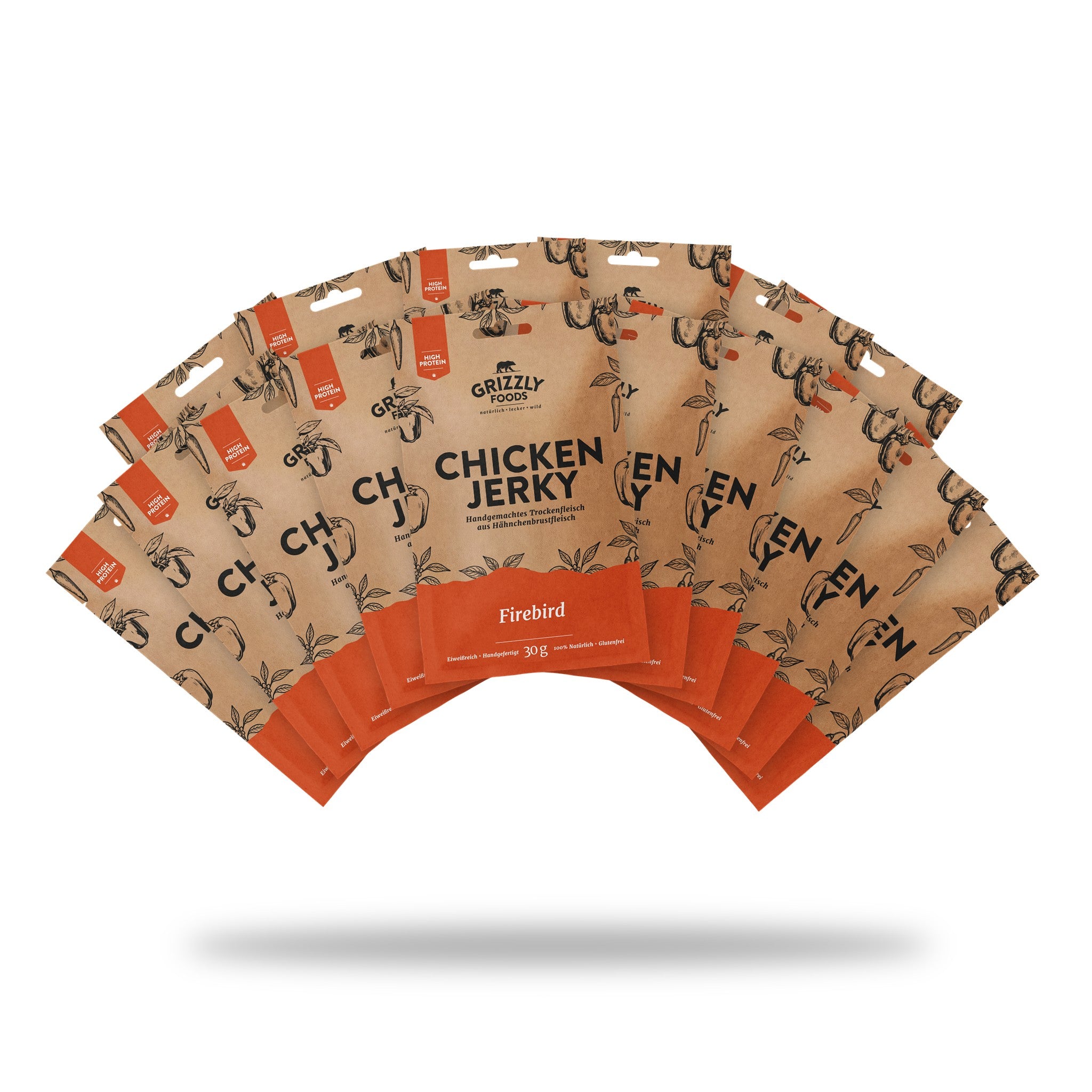 Chicken Jerky Firebird, 16 Beutel à 30 g