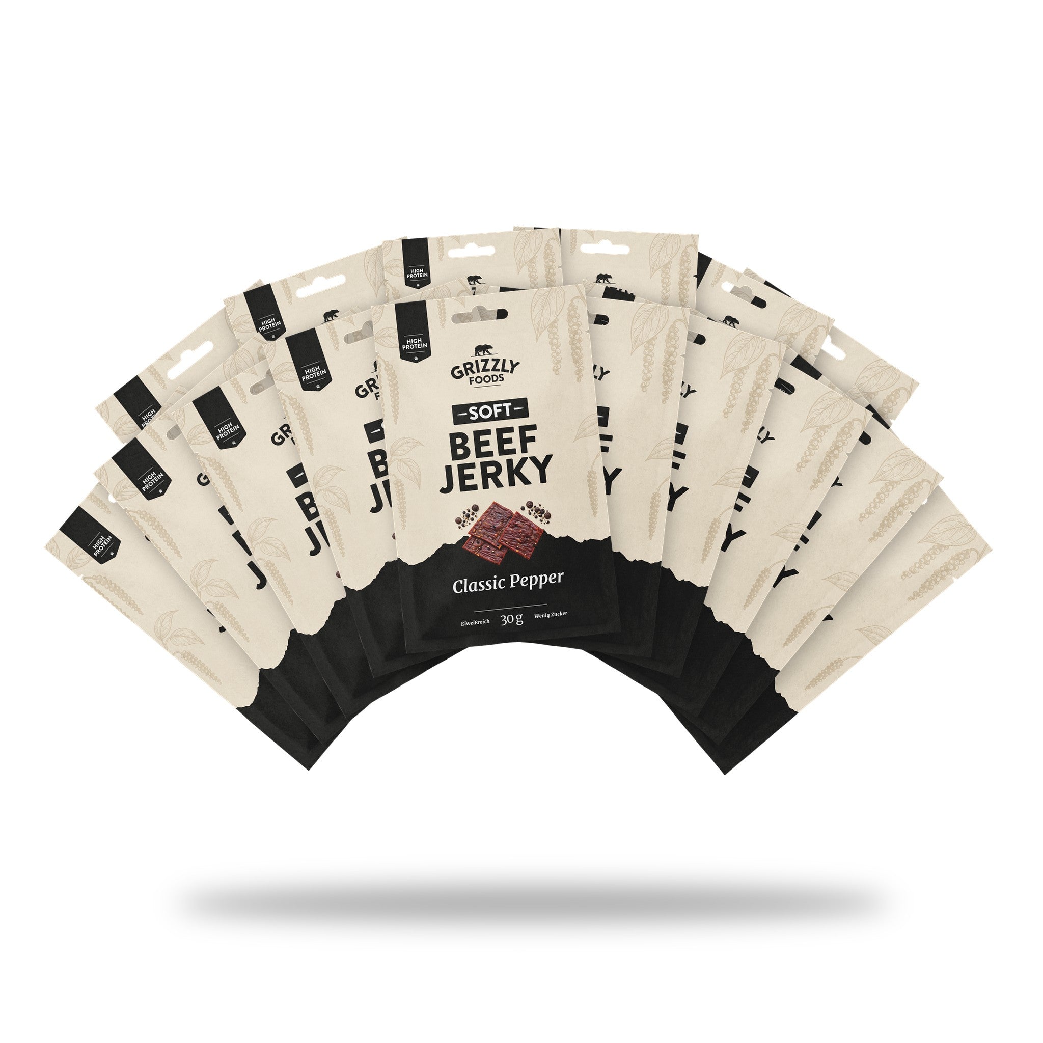 Soft Beef Jerky Classic Pepper, 16 Beutel à 30 g