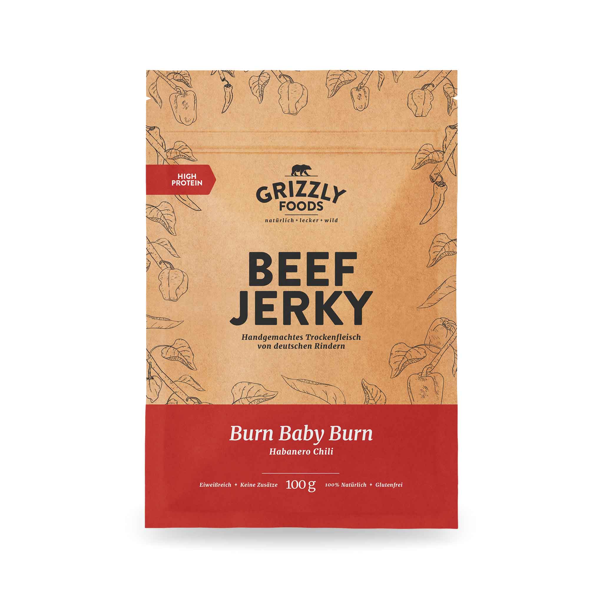 Beef Jerky mit Chili würzigscharfes Jerky aus natürlichen Zutaten