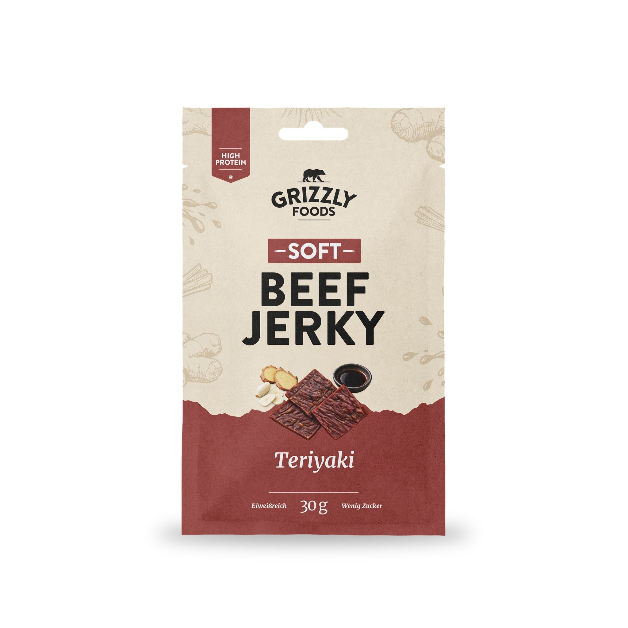 Soft Beef Jerky Teriyaki, 30-g-Beutel Vorderseite