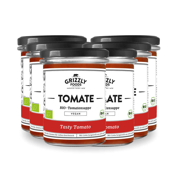 Tomatensuppe im Glas, ohne Sahne, Bio-Qualität, vegan und ohne Zusätze